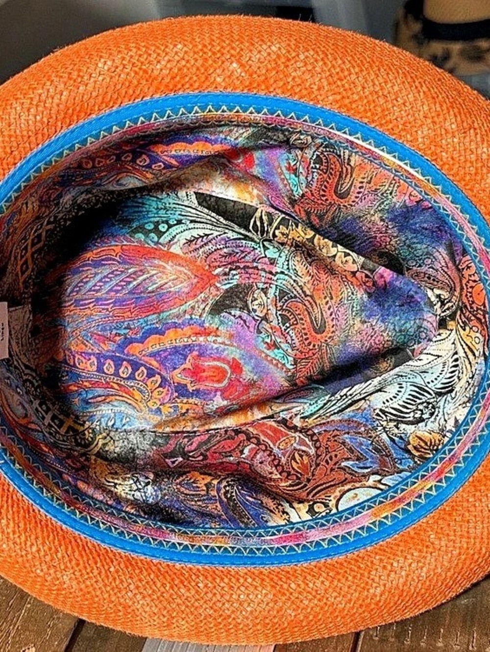 Robert Graham Multicolor Woven Linen Fedora Hat Orange Size XL